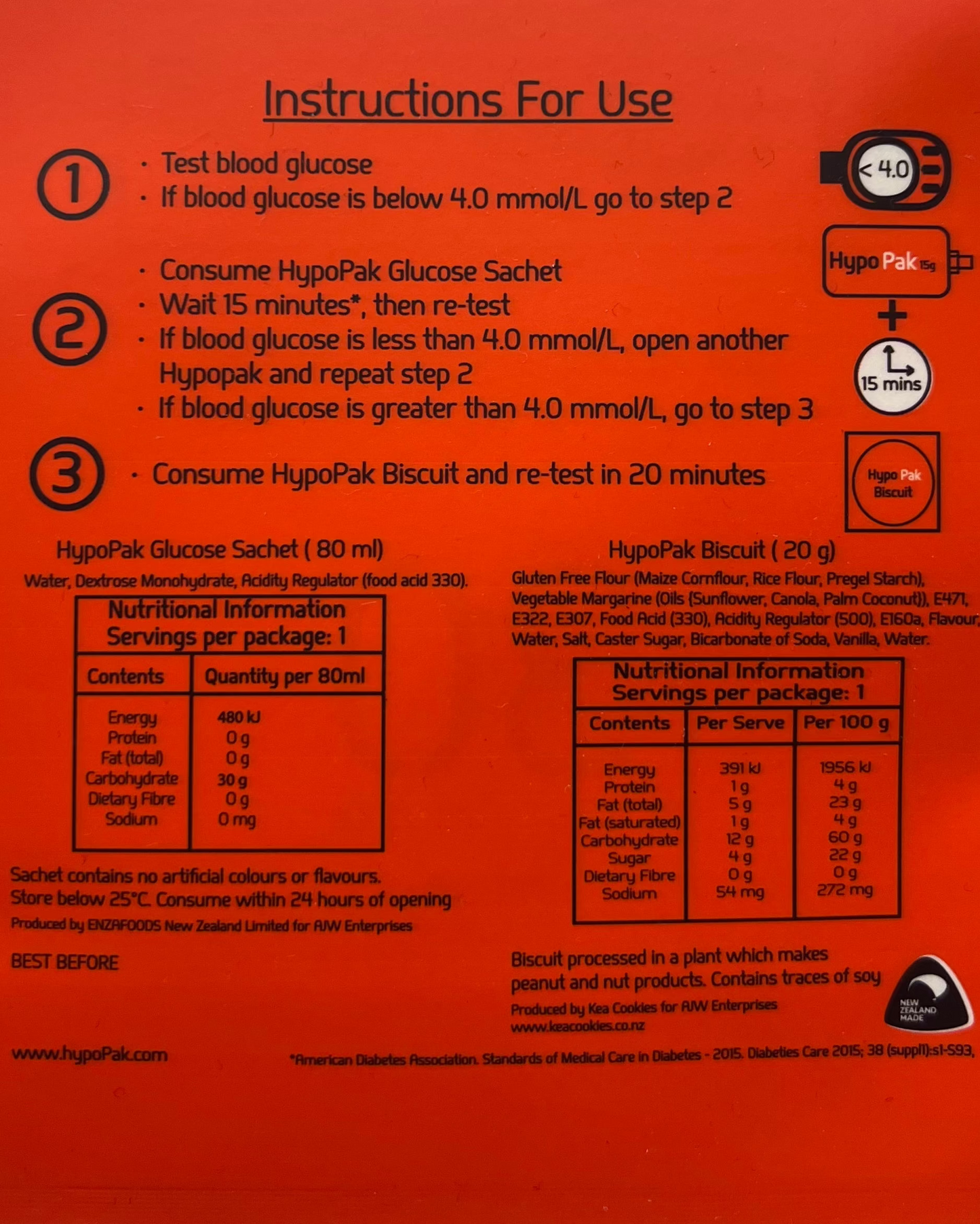 Instructions for use and nutritional information