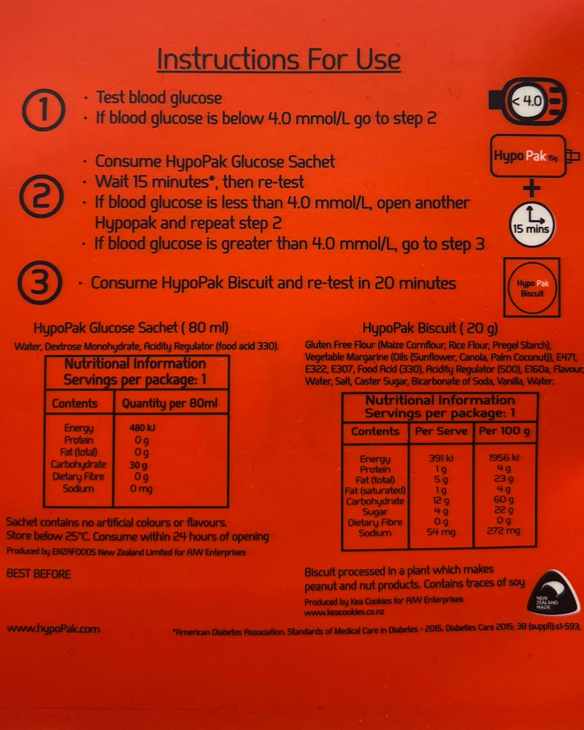 Instructions for use and nutritional information